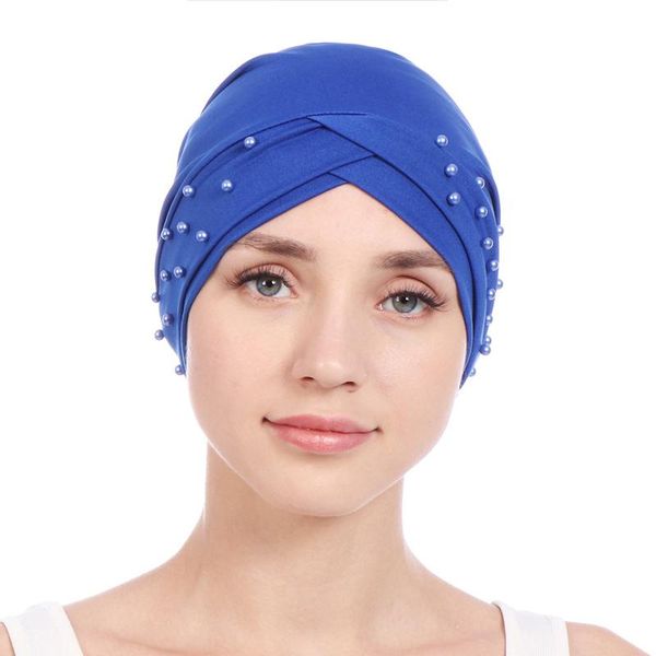 

20201 new turbans for women beaded turban femme musulman women's head scarf turban cap winter hat turbante mujer, Blue;gray