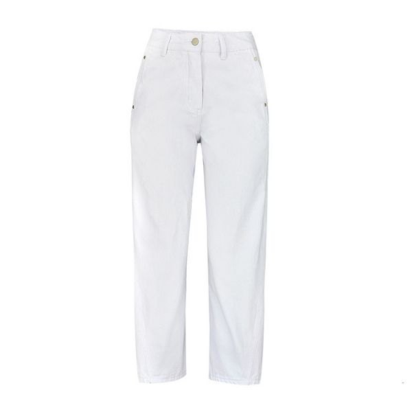 

2021 new autumn chic design white denim woman high waist ankle length women straight jeans femme mujer pants y161, Blue