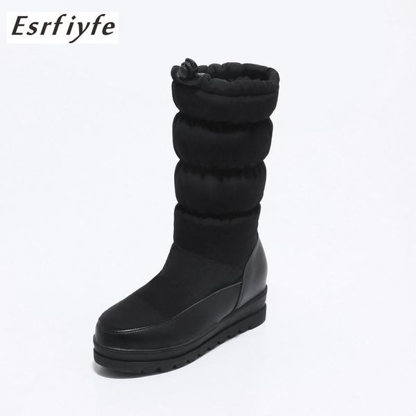 

esrfiyfe 2018 new women's winter shoes women mid calf boots plush and wool women winter boots plus size 11 121, Black