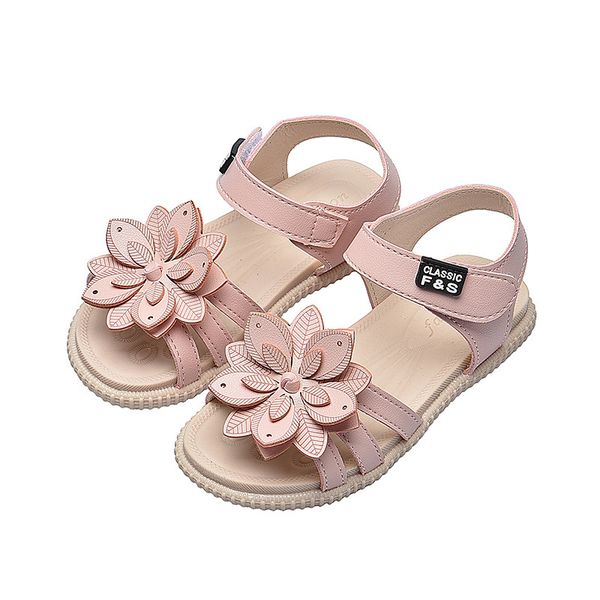 

kids shoes for girl sandals flower solid color princess shoes summer soft bottom children baby girl shoes beach sandals sm055 q0112, Black;red