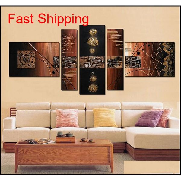 

100% hand-painted modern wall art abstract handmade oil painting on canvas wall art picture 5 pcs/set sittin qylufv bde_luck