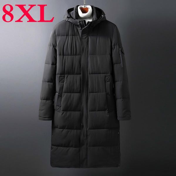 

plus 10xl 8xl 6xl 5x solid winter men parkas casual x-long jacket outwear thicken warm hooded outwear coat windproof black grey