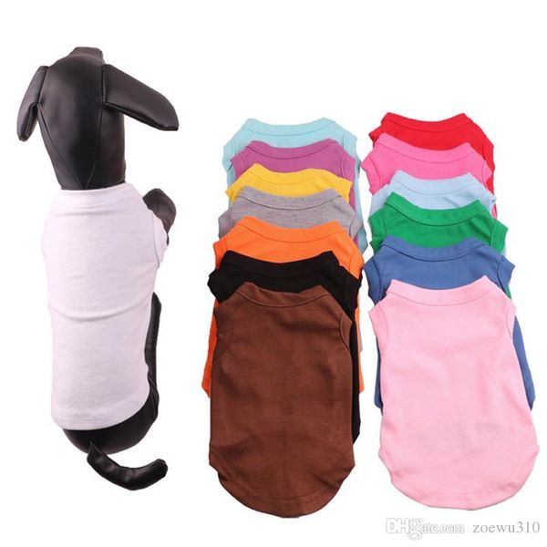 

pet apparel multi colors 4 size pet summer solid t shirts dog clothes classic puppy small dog clothes cotton shirts clothes wdh0284 t03