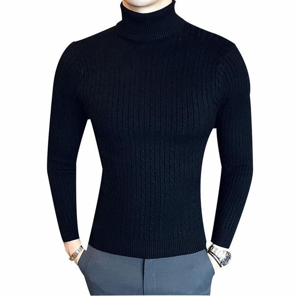 

men's sweaters 2021 korean slim solid color mens turtleneck sweater winter long sleeve warm classic knit casual bottoming shirt drop, White;black