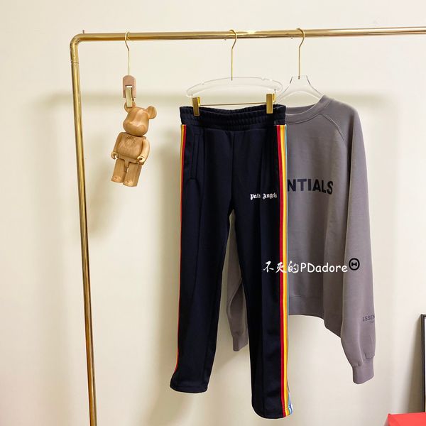

pikeking20 new palm rainbow ribbon black leg zipper design trend casual pants