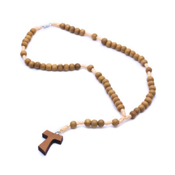 

fashion religious accessories hand-woven cross pray wooden rosary necklace, Silver