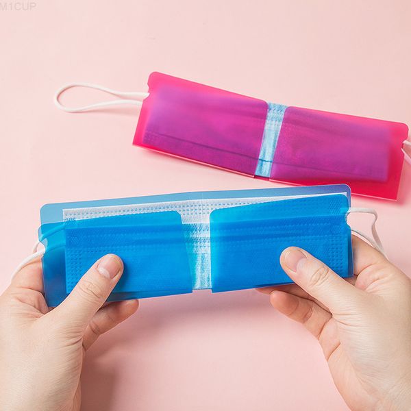 

portable face mask clip plastic mini foldable holder container candy colorful storage case dustproof 19.2*12cm dhb2806