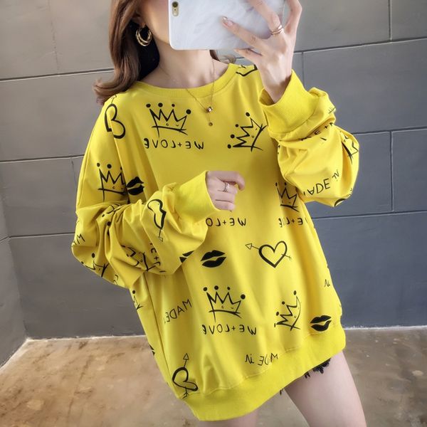 

new thin net red sweater jacket graffiti women's long sleeve sweater loose korean style junior jacket ins in early autumn of 2020 q5c50, Black