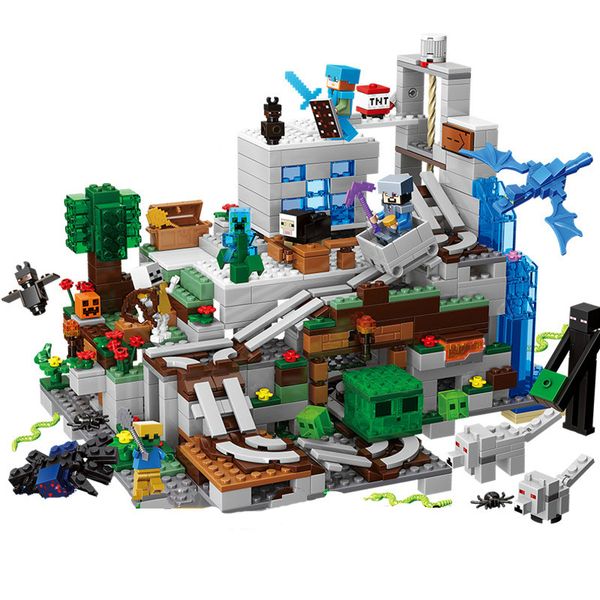 

mountain cave small version building block with action figures compatible minecraftinglys 21137 my world bricks set gifts toys c1114