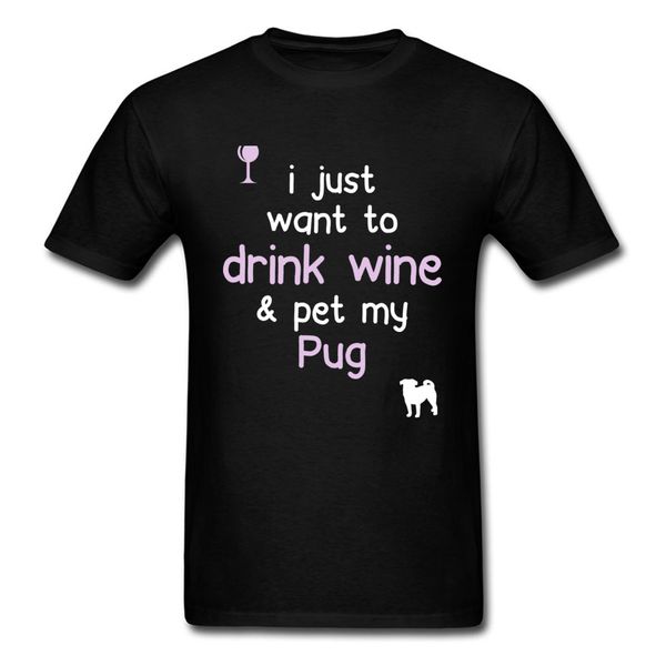 

drink wine & pet pug print tshir black custom tees hip hop slim fit student clothes wholesale sport hooded sweatshirt hoodie t shirt