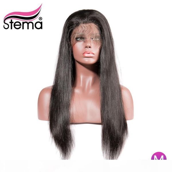 

stema straight 360 lace frontal wig 8-30inch 150% density brazilian human remy hair wigs 13x4 13x6 lace front human hair wig, Black;brown