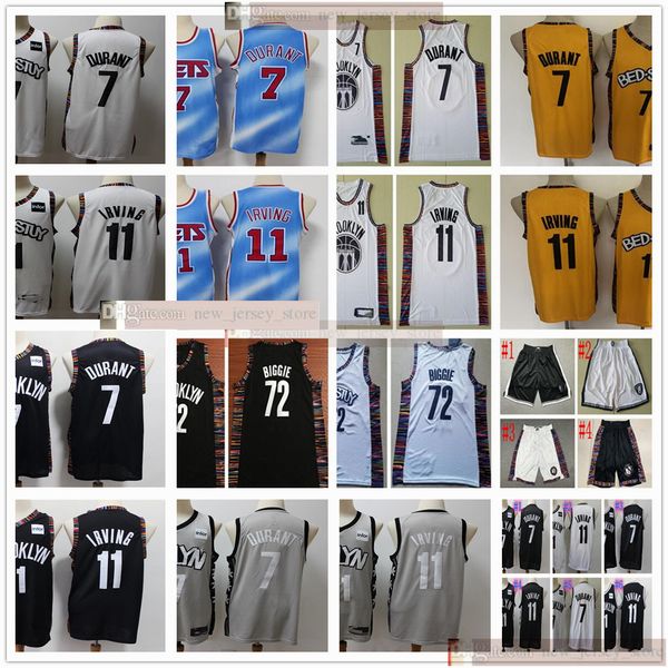 

2020 new basketball 7 kevin 11 kyrie durant irving jerseys stitched 72 biggie way black white city gray retro jersey short man, Black;red