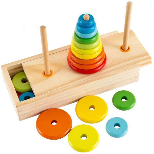 

hanoi tower kids educational toys wooden puzzle stacking tower early learning classic mathematical puzzle children baby toys zxh sqcuuk