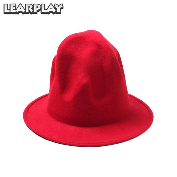 

wool wide-brim volcanic hats felt fedora caps for men women hip hop props adults in autumn and winter warm christmas party gifts 201028, Blue;gray