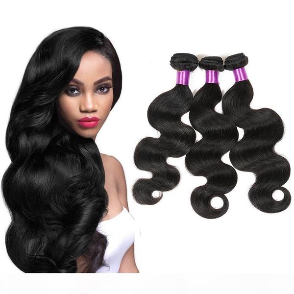 

brazilian virgin body wave hair weave 3 bundles 100g pcs peruvian brazilian malaysion body wave bundles 100% unprocessed human hai weave, Black