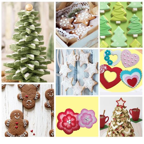 

5pcs/set cookie cutter christmas tree plastic mold set plunger forms for cookies cake decorating diy baki jllhdb