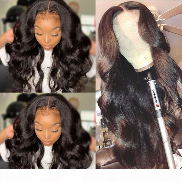 

sayme hd transparent lace frontal wig 28 inch body wave lace front human hair wigs t part 180 density hd frontal wig, Black;brown
