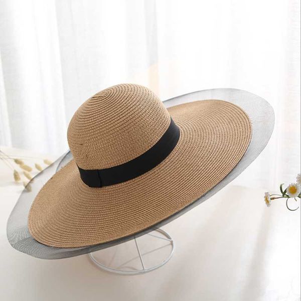 

wide brim hats myzoper fashion 2021 mesh splice visor casual straw hat tide solid color vacation outdoor beach summer, Blue;gray