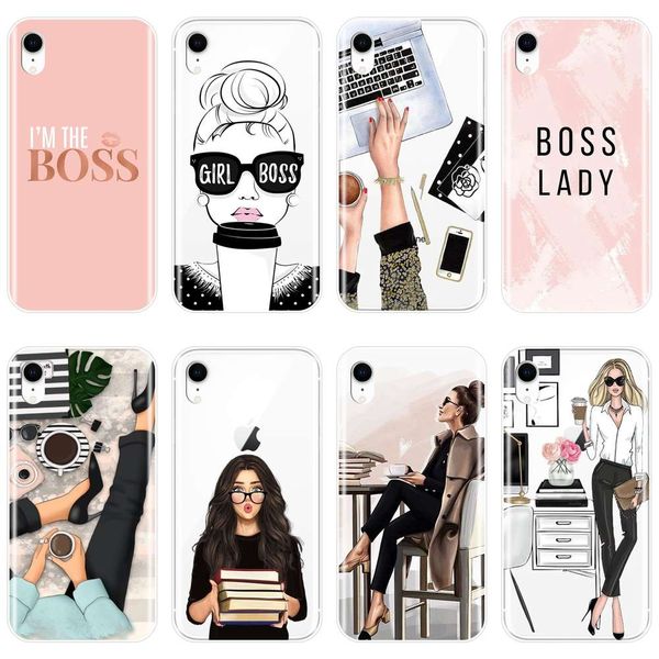 

cover for vip x, xr, xs, max, 8, 7, 6s, silicone soft back cover with girl pattern, pink, suitable for women, 8, 7, 6s, 6s plus