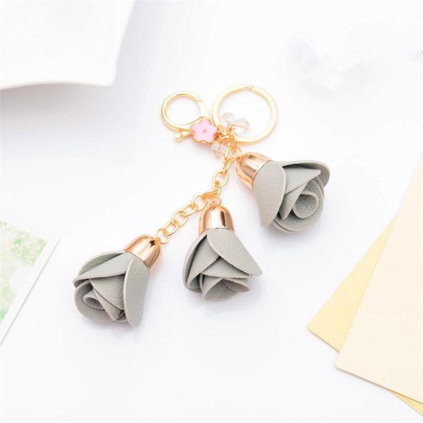 

new rose flower key chain key ring for women bag trinket accessory key ring holder jewelry eh880 h wmtfjx, Silver