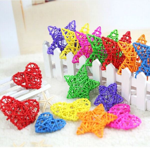 

isqn9 kindergarten room layout bamboo rattan decoration love-shaped hanging pendant ornaments colorful rattan ball five-pointed star pendant