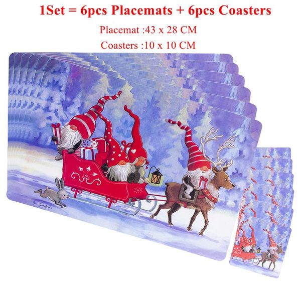 

12pcs set christmas placemat insulation dining table mats coaster pad bowl cup mat christmas decorations xmas ornaments gifts wmtgfl xhhair