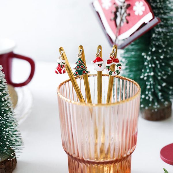 

christmas gold stainless spoon christmas table ornament decoration for home coffee spoon xmas gift kitchen accessories