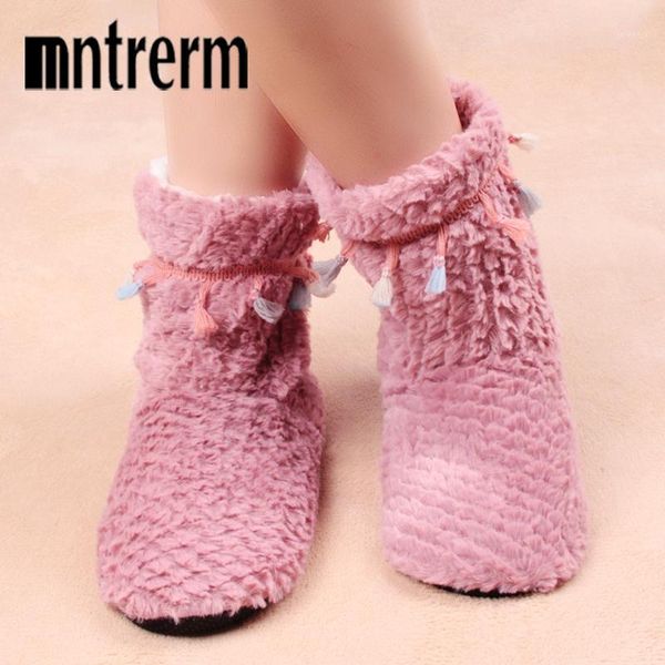 

mntrerm 2020 winter women home slippers with faux fur fashion warm shoes woman slip on flats female slides colorful plus size 411, Black