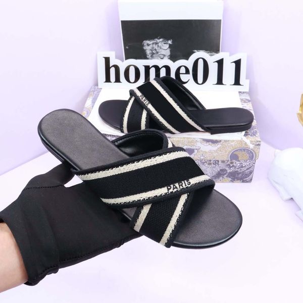 

luxury brand sandals designer slippers slides floral brocade genuine leather flip flops women shoes sandal without box by gogo_shoes 16, Black