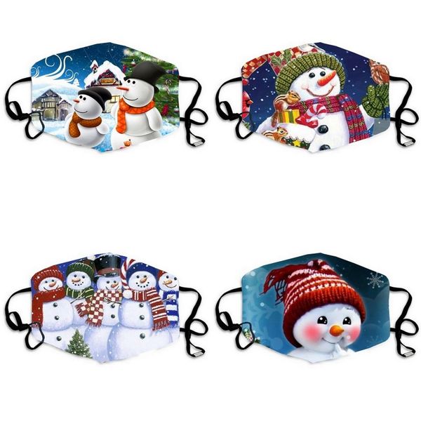 

funny snowman printing mouth masks christmas series fashion men women face mask washable dustproof foldable reusable 4 5wsg j2