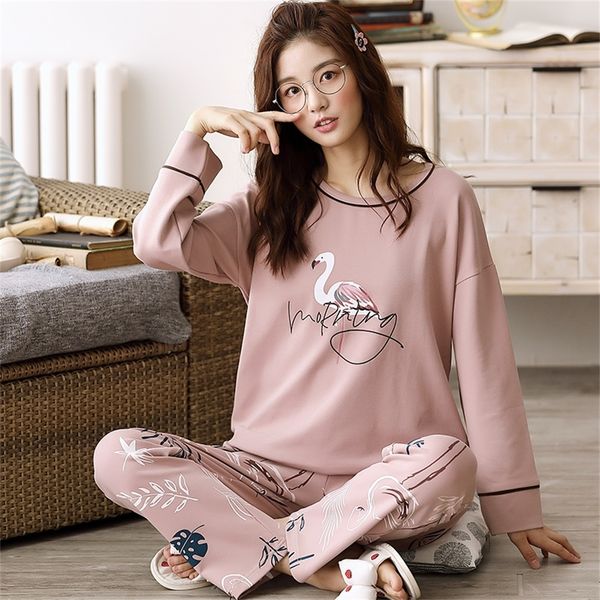 M L XL XXL XXXL 4XL 5XL Женщины Pajamas Наборы Симпатичные Животные Девушки Пижамы Женские Pijamas Костюм Домашняя Одежда Большая Пижама Femme LJ200814