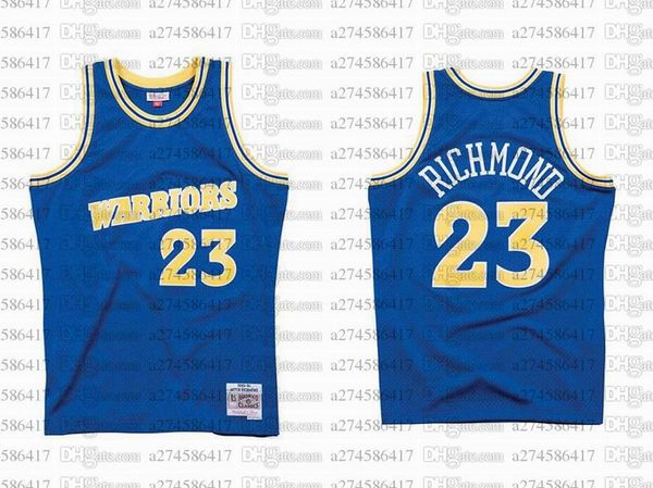 

men women youth basketball golden state warriors 23 richmond 1990-91 hardwoods classics retro jersey, Black;red