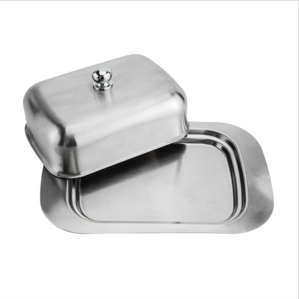 

dishes & plates stainless steel butter dish with lid, the perfect addition to any kitchen -18.5cm x 12cm 7cm