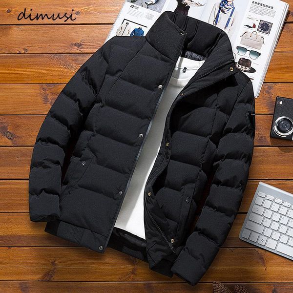 

dimusi winter men's jacket fashion men cotton warm padded coats casual outwear slim fit thermal sportwear jackets mens clothing1, Black