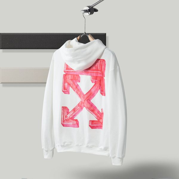 

2021 long sleeves hooded sweatshirt black with red or blue marker arrows off logo and ow womens mans white oversized designers clothing