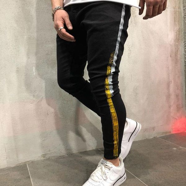 

men's jeans 2021 men's fashion big size slim men print hip-hop1, Blue