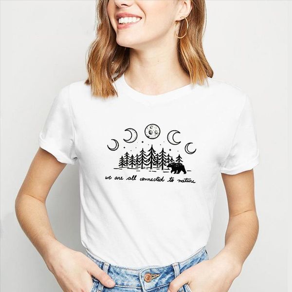 

we are collection to nature women tumblr grunge style tshirts summer fashion graphic tumblr shirt female short sleeve tee, White