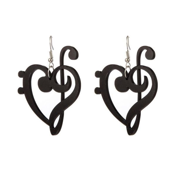 

dangle & chandelier black vintage heart music notes earrings for women singer elegant hollow out read acrylic fashion jewelry e20016, Silver