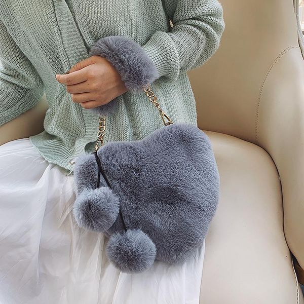 

симпатичного sweetheart искусственного меха гирс сумка crossbody сумка для женщин 2020 новых мягкого плюша дама плечо сумки женских кошелько