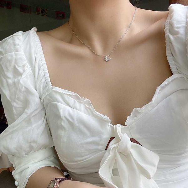 

butterfly pendant necklace women fashion simple cool wind clavicle chain 2020 new network red hip-hop neck chain, Silver