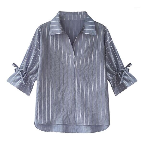 

2018 new design women spring summer style chiffon blouses shirts lady casual half sleeve striped blusas dd18371, White