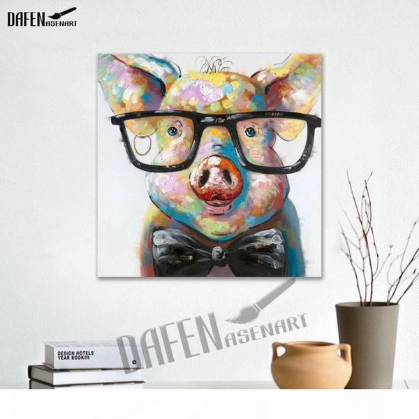 

animal hand-painted unframed wall picture pig cute oil abstract painting canvas 100% cartoon art painitng room living decor mmppl