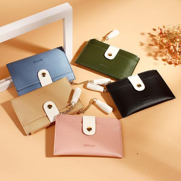 

women pu leather function card case short wallets mini money purses small fold coin purse card holder credit passport bag, Brown;gray
