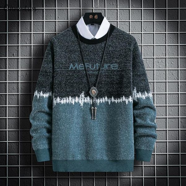 

men's sweaters onnestun sweater men autumn winter elasticity knitted pullover casual harajuku round neck thicken warm, White;black