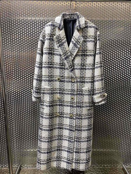 

luxury women autumn new plaid long outerwear female chic double breated jacket coat ddxgz1 10.271, Black