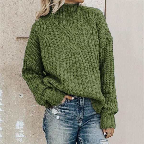 

2021 new women's sweater autumn and winter twisted pair sweater winter clothes women's high neck twist knit pullover, White;black