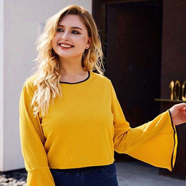 

versatile neck new round women's fashion lotus sweater open back long sleeve t-shirt, Black;gray