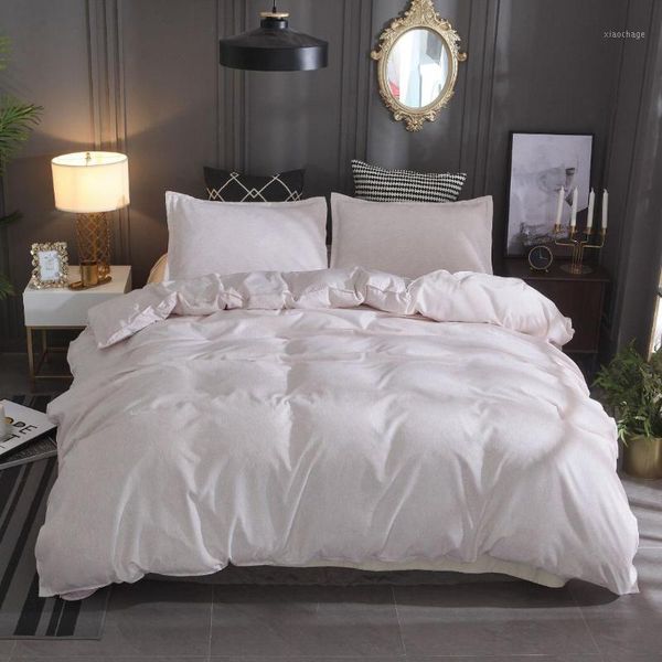 

bedding sets lychee cotton linen set solid pillowcase duvet cover 2-3pcs home textile family bed sets1