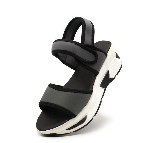 

summer women's sandals wedge wild tide casual thick heels shoes female beach shoes flat student sandals platform slippers, Black