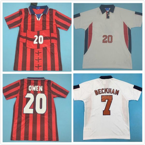

retro 1998 1999 soccer jerseys home white away red vintage football shirts 98 99 cole beckham owen sinclair heskey scholes, Black;yellow